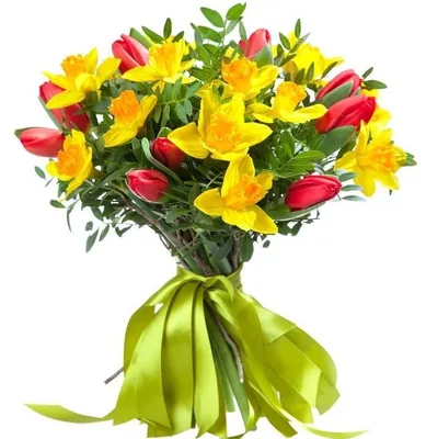 Букет нарциссы тюльпаны – купить с доставкой в Москве по низкой цене