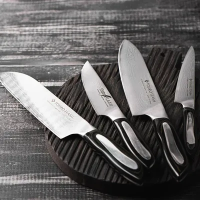 Набор кухонных ножей их Х12МФ из 4 предметов, рукояти ножей из граба –  купить набор ножей в интернет-магазине ножей с доставкой по России: цена,  фото, характеристики | ОКСКИЕ НОЖИ