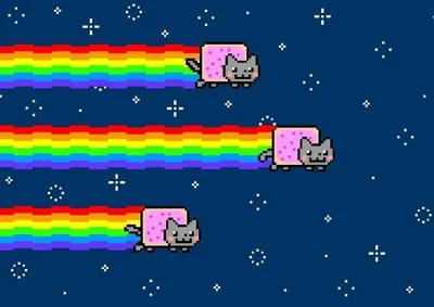 NYAN CAT RAINBOW FLYING SPACE PIXEL ART Wall Print Poster 20x30 | eBay