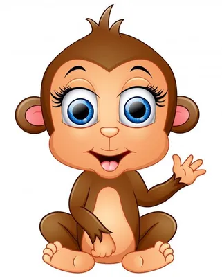 Счастливый мультяшный обезьяна машет рукой | Премиум векторы | Домашняя  обезьянка, Рисунок обезьяны, Милые обои