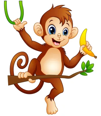 Мультяшная обезьянка с бананом - 53 фото