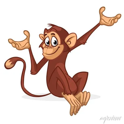 Иллюстрация Милая мультяшная обезьяна. в стиле 2d, детский,