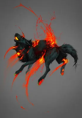 Нарисованные огненные волки - красивые фото