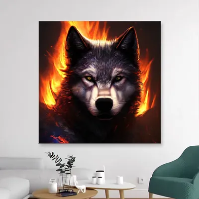 Скачать обои огненный волк на рабочий стол из раздела картинок Необычные