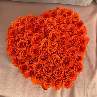 Купить оранжевые розы в шляпной коробке - 101, 75, 51, 25 | СтудиоФлористик