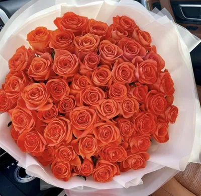 Купить розы кустовые оранжевые и белые от V-flowers. Заказать букет роз.  Цветы с доставкой.
