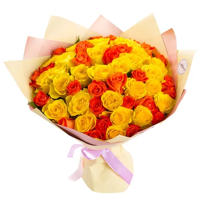 Букет оранжевых пионовидных роз с эвкалиптом | доставка по Москве и области