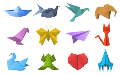 Фигуры оригами из бумаги | Премиум векторы