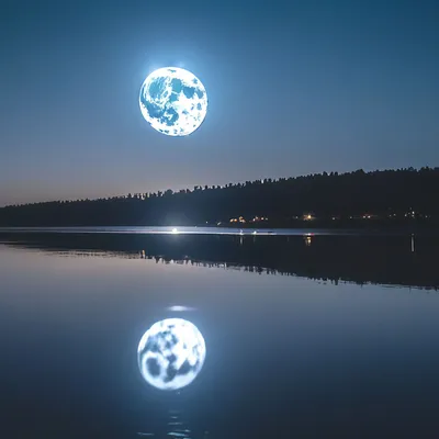 Отражение луны на воде, луна, …» — создано в Шедевруме