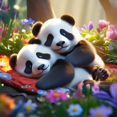 Симпатичные панды медведи влюблены в мультяшное акварельное животное  иллюстрации Стоковая иллюстрация ©nereia #272050934