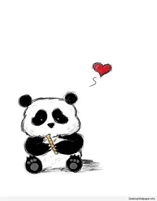 Нарисованная панда с бамбуком - 57 фото