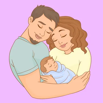 Детская иллюстрация \"семья\". Мама. папа и два сына. Stock Illustration |  Adobe Stock
