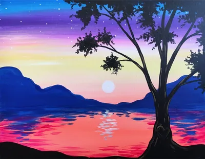 Рисунки моря для срисовки | Sunset painting easy, Sunset painting, Sunset  canvas painting