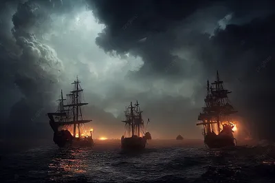 старый пиратский корабль плавающий в океане, картинка пиратского корабля,  судно, пират фон картинки и Фото для бесплатной загрузки