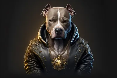 Premium Photo | A pitbull dog dressed in clothing associated with the hip  hop genre, ai-generated art work
