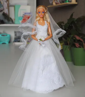 Свадебное платье с фатой для куклы Барби ❤ | Одежда для кукол Барби и  других ❤ Анастасия Матвиенко | Дзен