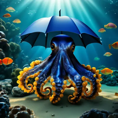 Подводный мир океана, лучи солнца, …» — создано в Шедевруме
