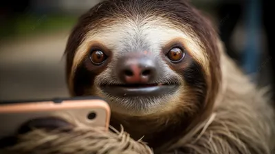 ленивец держит телефон пока улыбается, смешные картинки ленивца фон  картинки и Фото для бесплатной загрузки