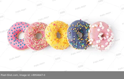 Сладкий вкусный пончик на белом фоне :: Стоковая фотография :: Pixel-Shot  Studio