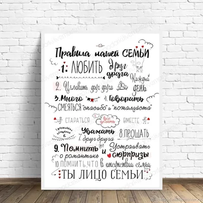 Картина интерьерная на дереве Правила нашей семьи (постер) - 510 — купить в  интернет-магазине по низкой цене на Яндекс Маркете