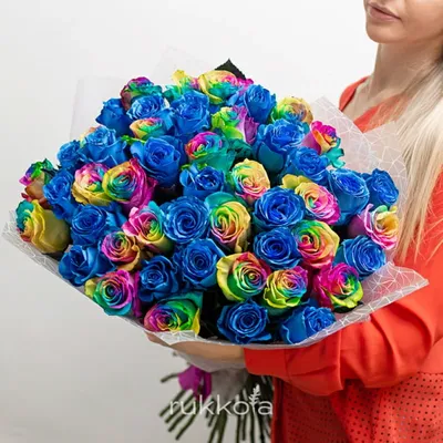 Купить Букет из 25 радужных роз в Киеве от компании \"More Flowers\" -  1339595089