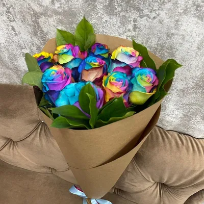 Букет 27 радужных роз - заказ и доставка в Челябинске