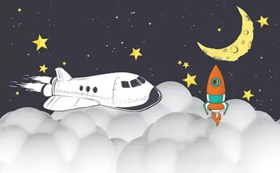 Картинка космоса и ракеты» — создано в Шедевруме