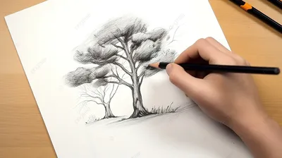 как рисовать деревья карандашом простые способы создать дизайн дерева, легко  рисовать картинки фон картинки и Фото для бесплатной загрузки