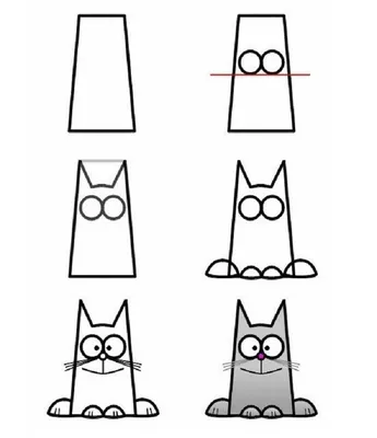 Как быстро нарисовать кота | Кот и кошка | Кошачий рисунок, Рисунки слона,  Кошки