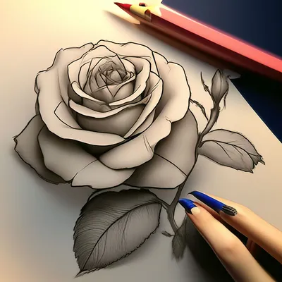 Эскиз розы для срисовки» — создано в Шедевруме