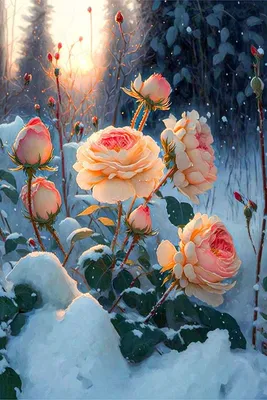 Розы на снегу ~ Открытка (плейкаст)