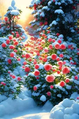 Фото Голубая роза в снегу