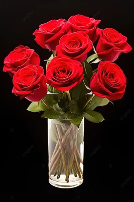 Красная роза из стекла в вазе,1 цветок, средний размер - Imperialglass