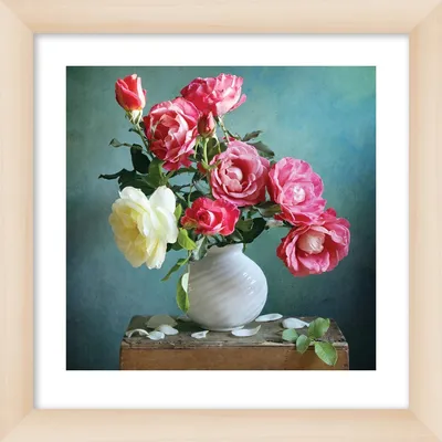Картина маслом \"Букет роз в вазе\" 60x90 SK180104 купить в Москве