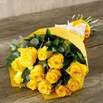Букет «Первоклассные желтые розы» купить в Омске. Любителям желтого  Закажите круглосуточно.