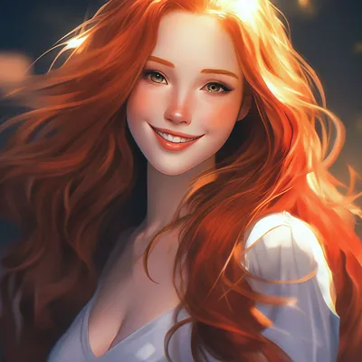 Красивый образ рыжей девушки, …» — создано в Шедевруме