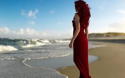 Картинка 900x563 | Фото с девушкой со спины с красными волосами и в красном  платье | Девушки, фото #картинки#фото#девушка#… | Красное платье, Длинные  платья, Платья
