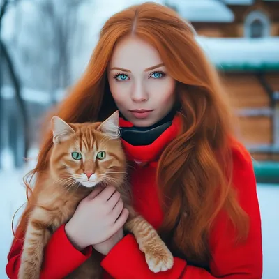 Рыжая девушка, коса, зима, вьюга, …» — создано в Шедевруме