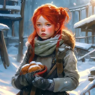 Русская девушка, зима, рыжие волосы…» — создано в Шедевруме