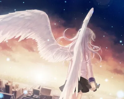 Иллюстрация Красивой Девушки Ангела Летящей Небе Стиле Аниме Векторное  изображение ©Malchev 669699196