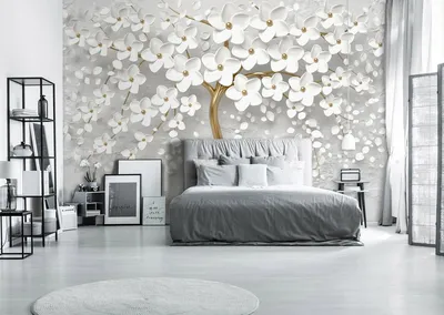 Фотообои Белые цветы 3Д купить на стену • Эко Обои