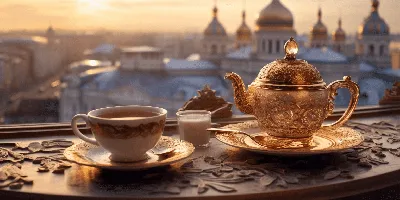 Чашка чая и цветы - красивые фото