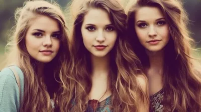 три красивые молодые девушки с длинными волосами позируют, красивая  картинка с девушками, девочка, Симпатичная фон картинки и Фото для  бесплатной загрузки
