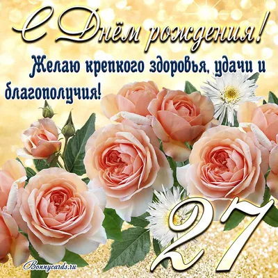 Открытки с Днём Рождения 27 лет девушке и парню онлайн • Картинки,  голосовые, именные поздравления, от Путина