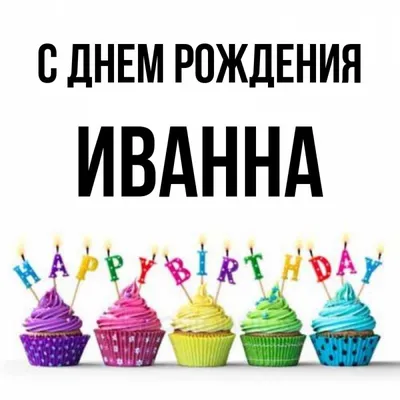 Открытка с именем Иванна С днем рождения Красивые кексы со свечками на день  рождения. Открытки на каждый день с именами и пожеланиями.