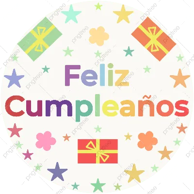 Feliz cumpleanos, с днем рождения на испанском языке, плакат Векторное  изображение ©Peliken 147196671