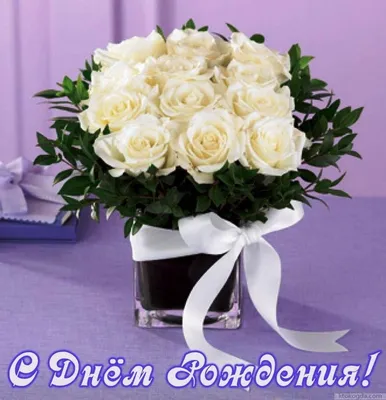 Букет белых роз с днем рождения - красивые фото