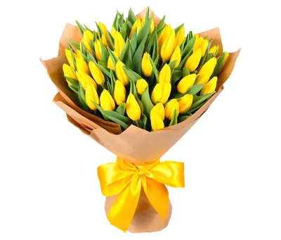 Желтые тюльпаны в коробке, 35 шт. | Flowers Valley
