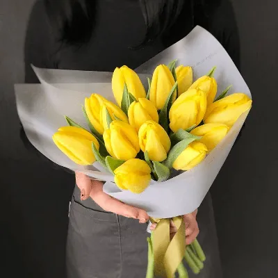 Купить Букет из 25 желтых тюльпанов с доставкой по Томску: цена, фото,  отзывы.