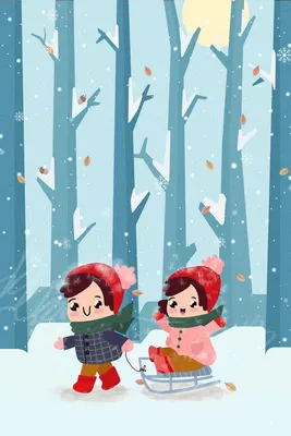 Зимний снег дети фон Обои Изображение для бесплатной загрузки - Pngtree